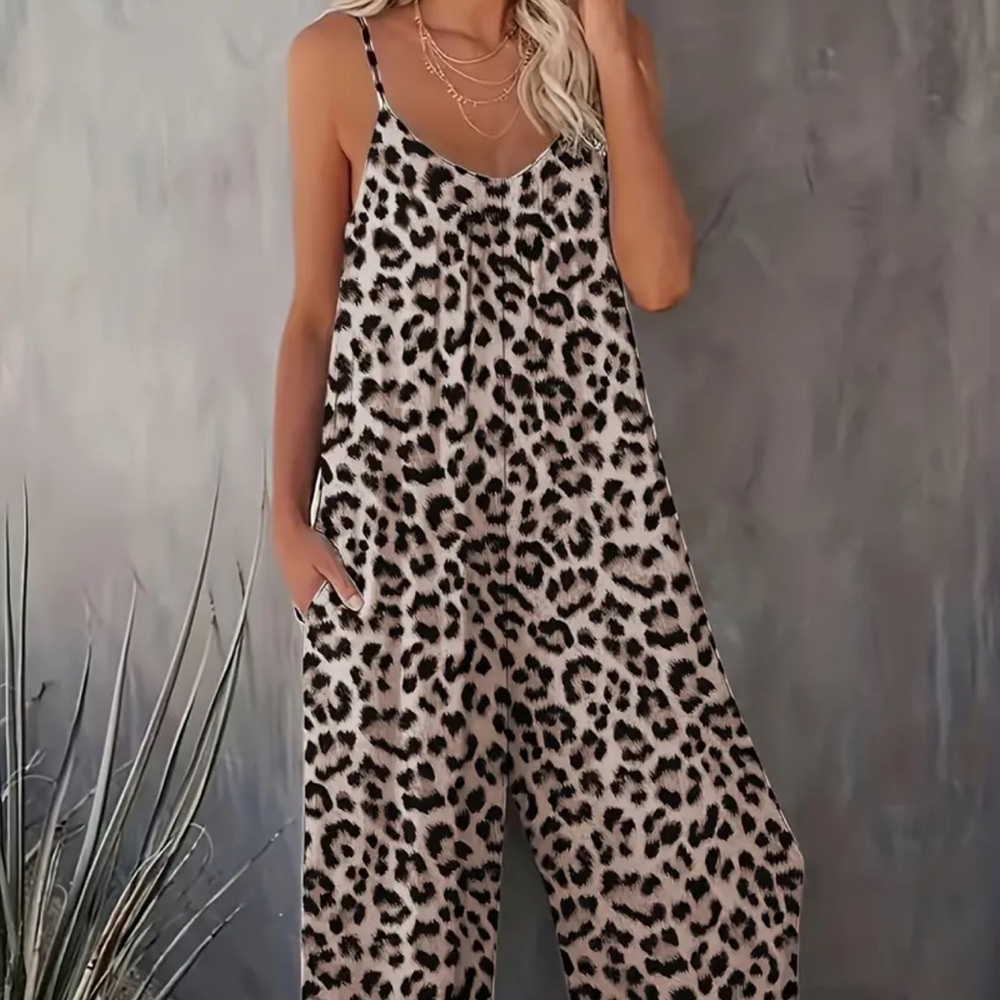 NEW! Leopard Print Wide Leg Jumpsuit